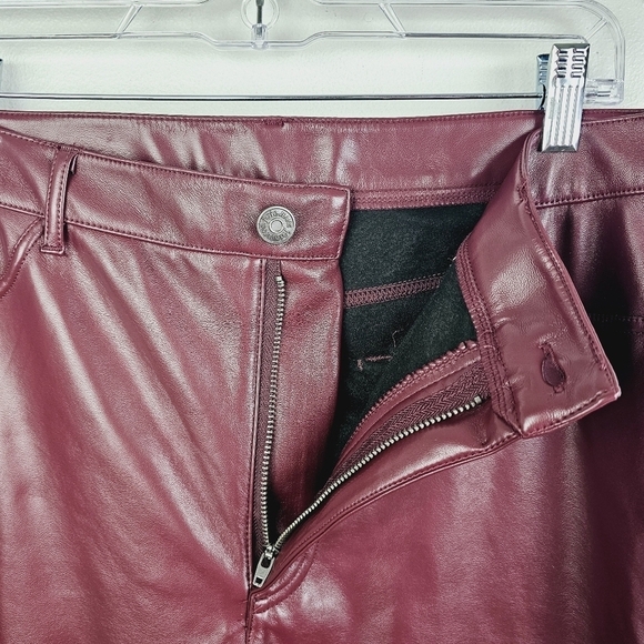 Joie Burgundy Faux Leather Pants NWT Plus Size 14 - Picture 4 of 12